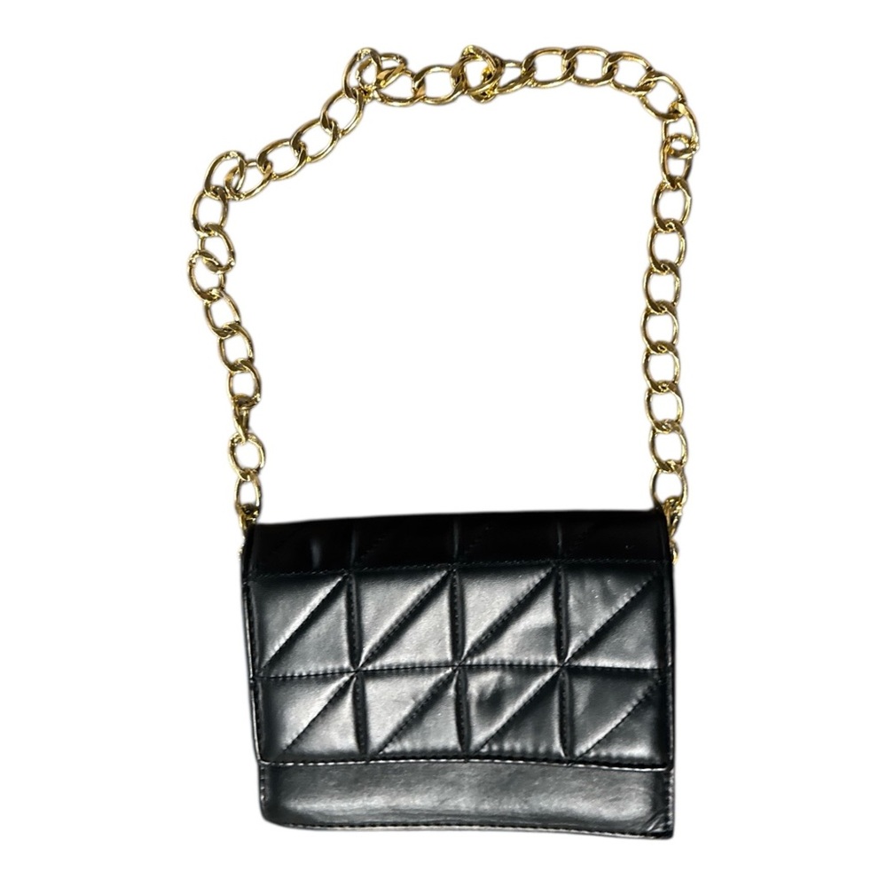 Source Unknown Black Mini Bag with Gold Chain